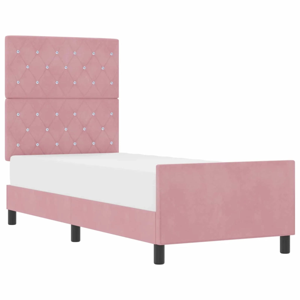 Letto a molle con testiera Rosa 80 x 200 cm Velluto 3344842