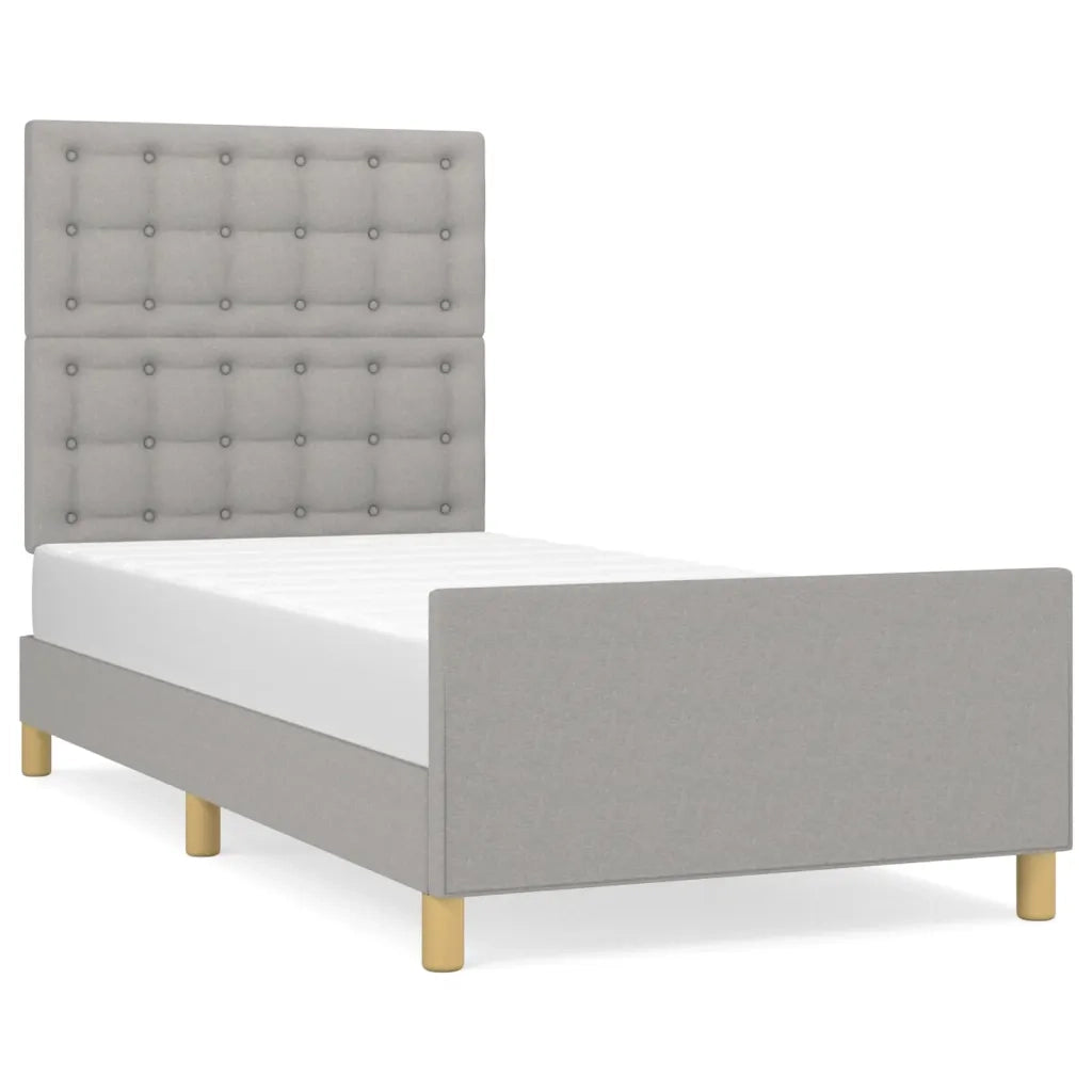 Giroletto con Testiera-Struttura Letto con testiera Grigio Chiaro 90x200 cm in Tessuto