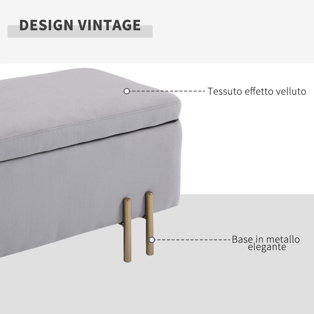 Panca Contenitore Imbottita ¨C Zephmum ¨C Grigio 100x40x42 cm