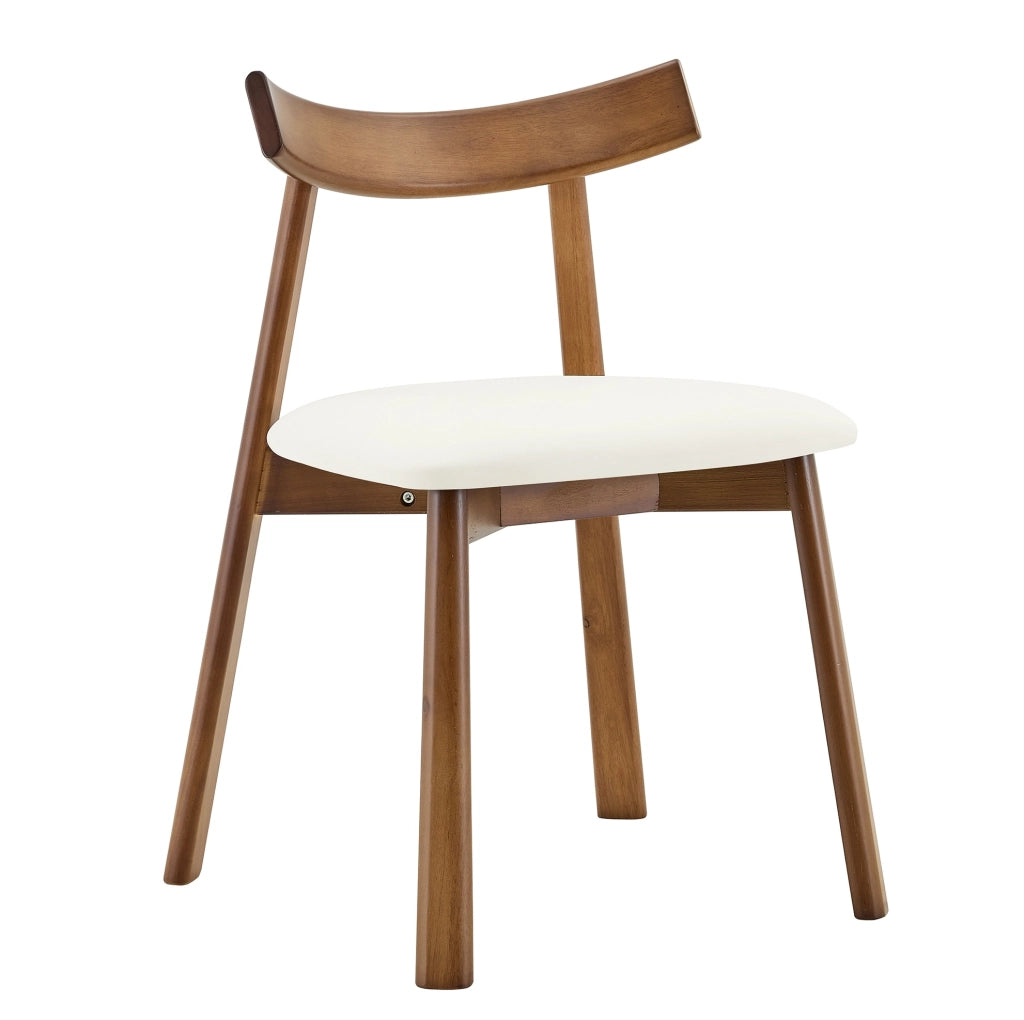 Set di 2 sedie da pranzo con schienale ergonomico; seduta imbottita in legno bianco