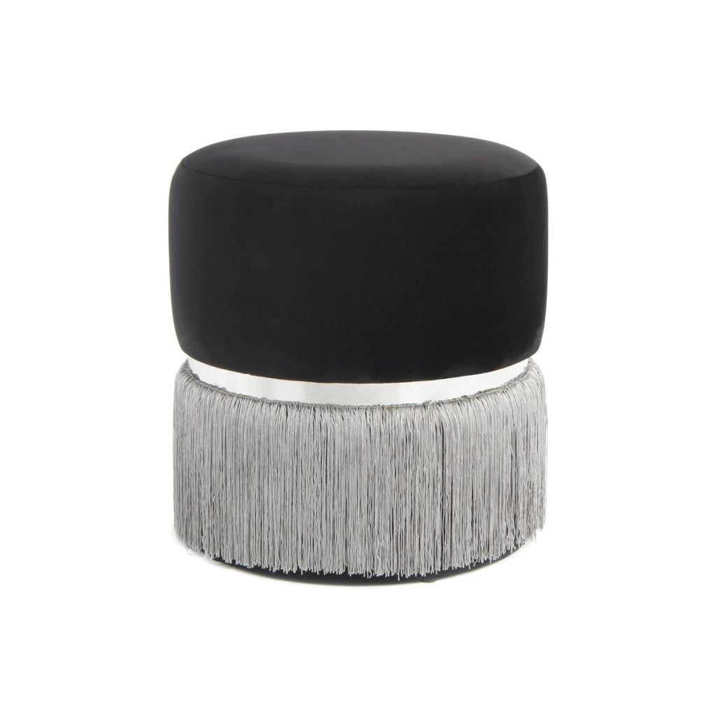 Pouf Rebecca con frange e anello d'argento