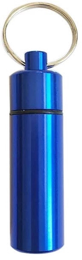 Pillen Portatile - Impermeabile - In Alluminio - Chiave da Viaggio - Stile - 60 x 17 mm - Scatola per Medicinale