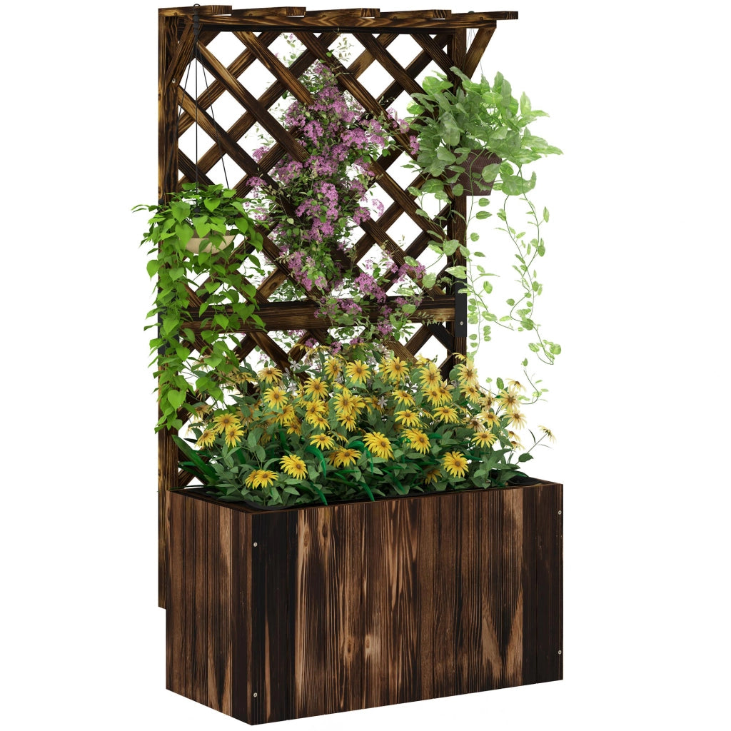 Fioriera rialzata con graticcio ¨C Xylo ¨C Legno carbonizzato 64x33x122cm