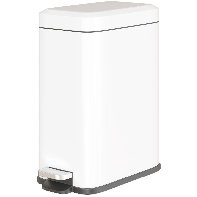 Pattumiera a pedale 5 L in metallo bianco con secchio interno