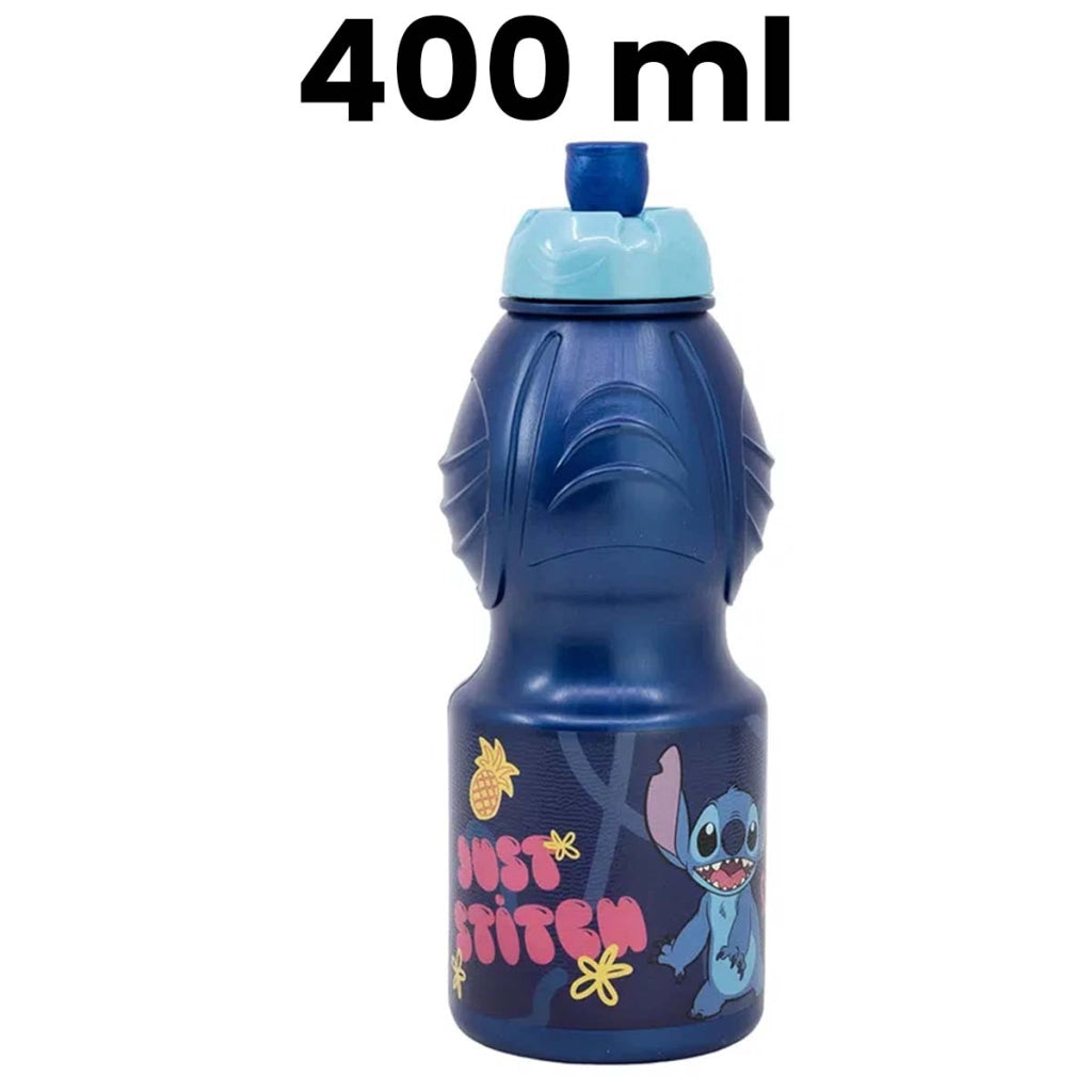 Borracca Sportiva per Bambini 400 ml Stitch con Tappo a Tirante Blu Disney