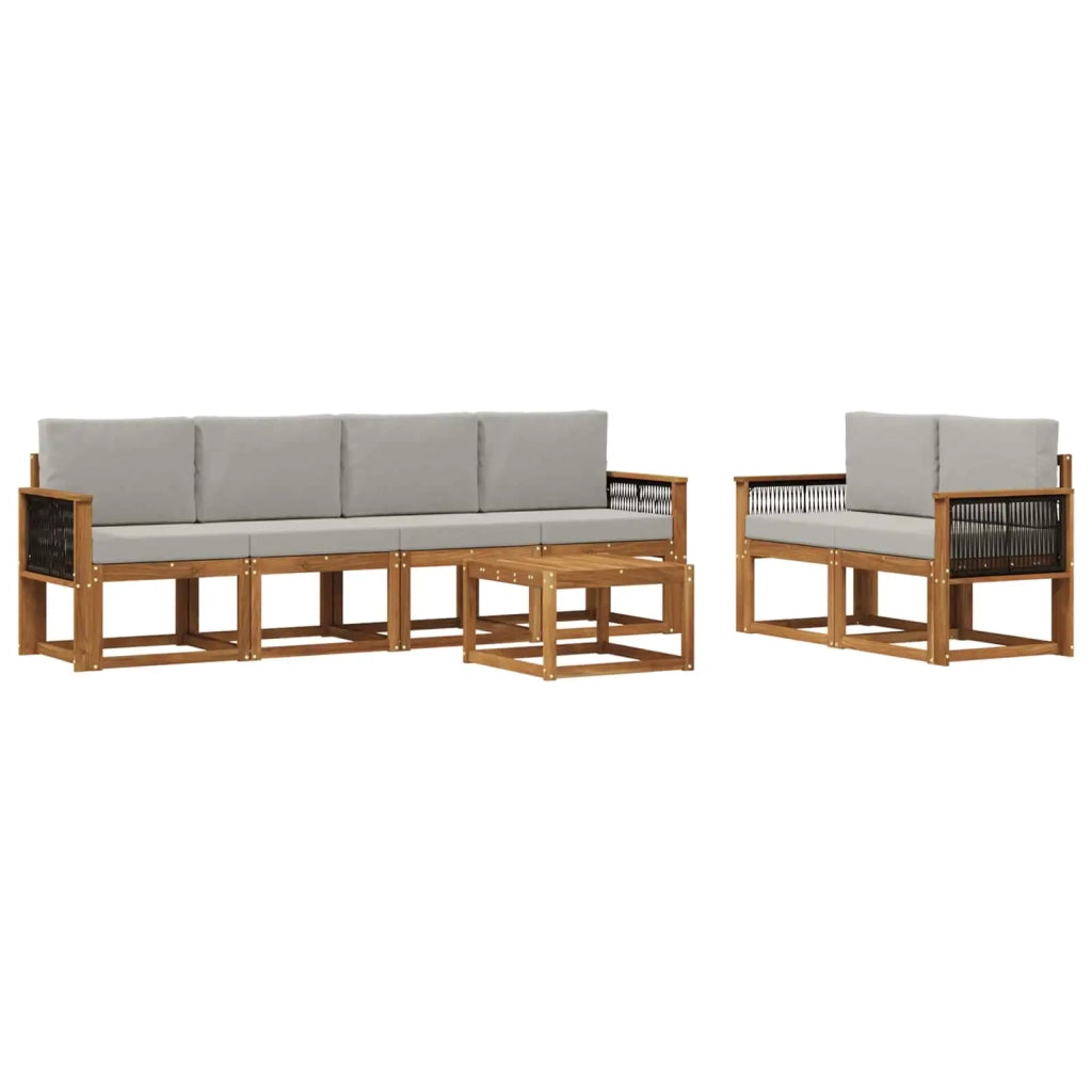 Set di divani da esterno 6 pz Naturale e Grigio Chiaro 3385012