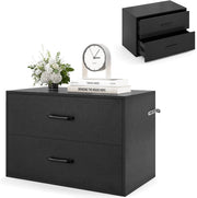 Cassettiera Portaoggetti Camera da Letto 2 Cassetti, Mobile Portaoggetti in Legno con Kit Anti-Ribaltamento, 4 Tasselli, Armadio Portaoggetti per Camera da Letto, 60 x 34 x 38 CM (Nero)