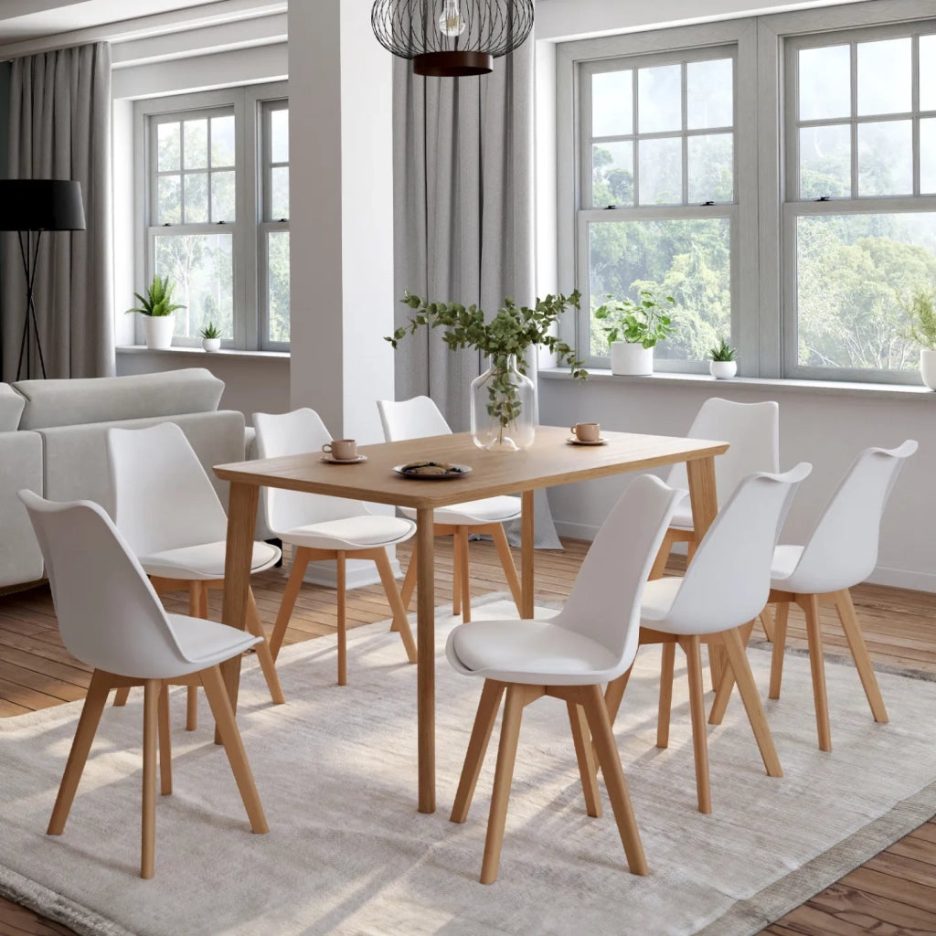 IDMarket - Lote de 8 sillas de comedor escandinavas SARA blancas