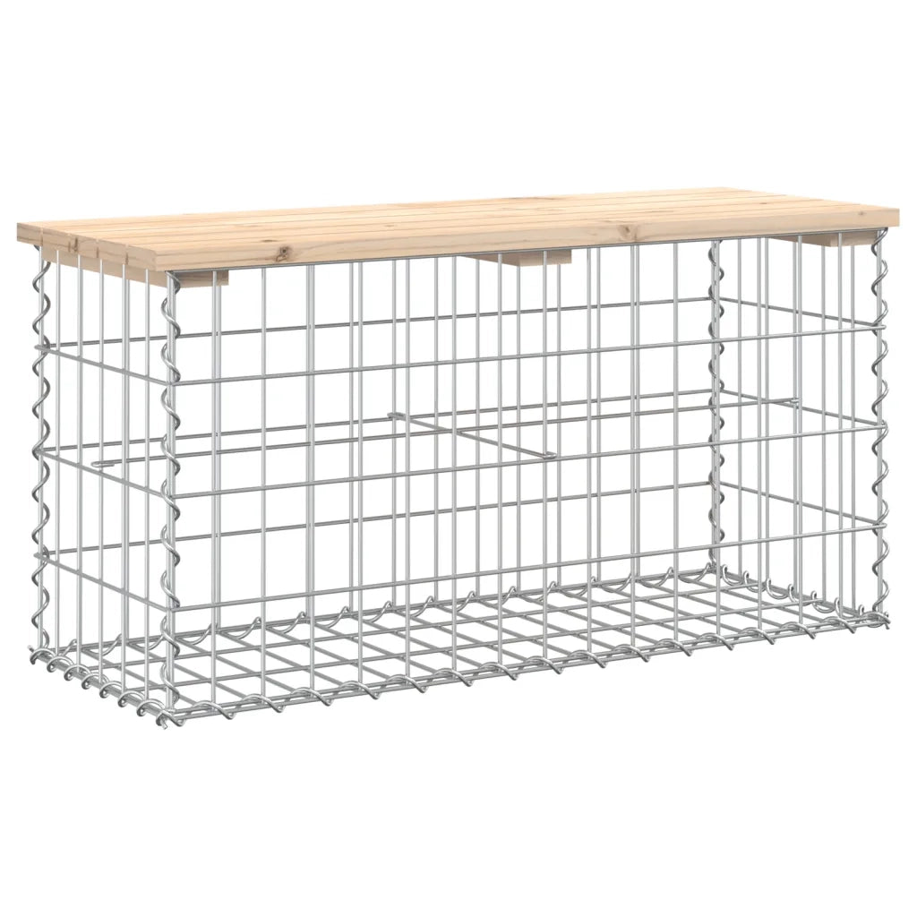 Panca Giardino Design Gabbione-Sgabello-Panca da esterno 83x31,5x42cm Legno Massello Pino