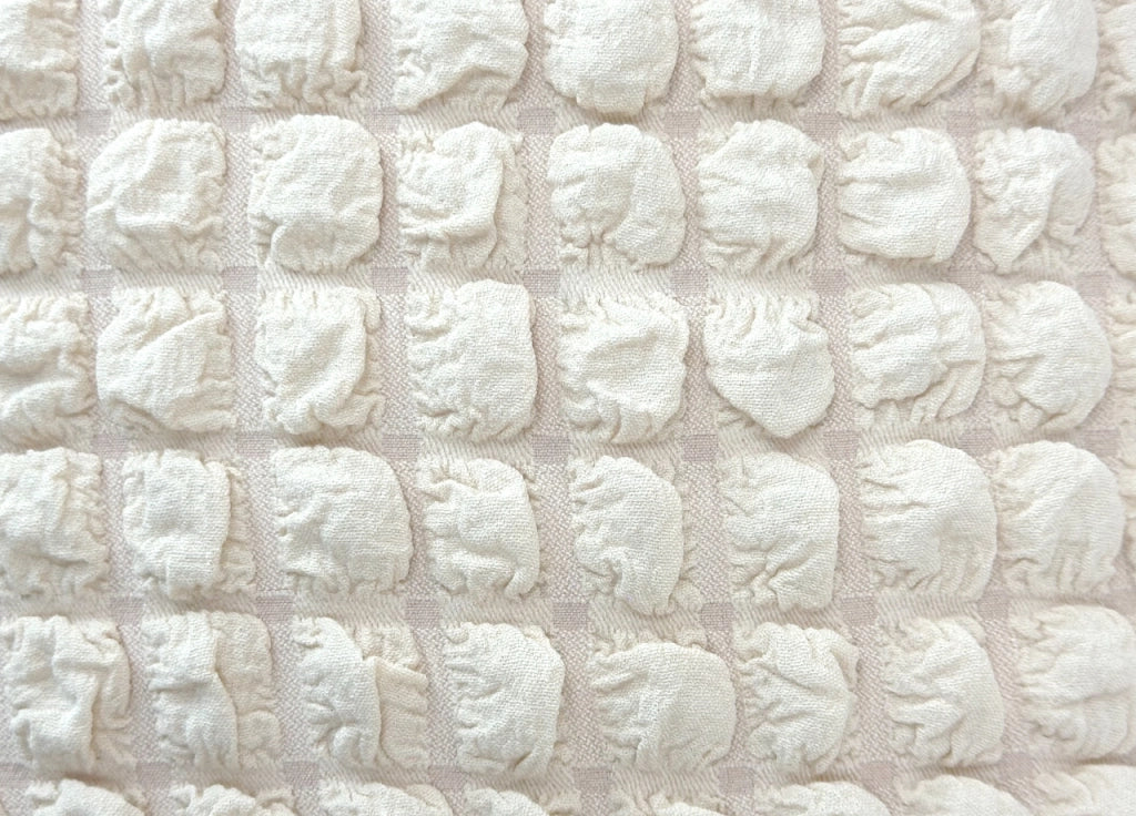 Copridivano Elasticizzato Arricciato Con Volants Tinta Unita Mod Luxory Panna - 2 Posti - Panna