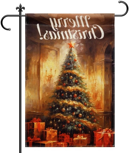 Veloce Natale - Bandiera di Natale Bicolora 30x45 cm per Esterno - Decorazione di Natale per Giardino con Bandiere di Natale
