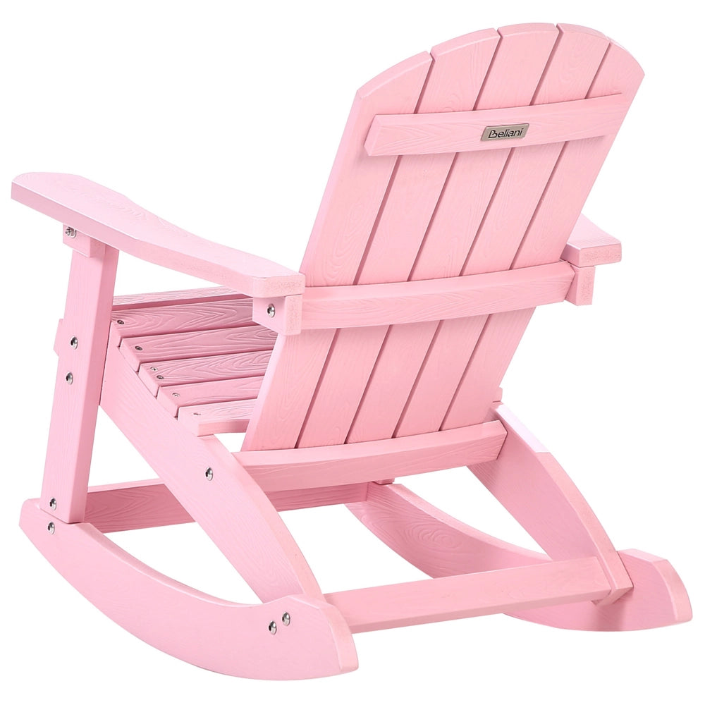 Sedia a dondolo da giardino in plastica rosa chiaro per bambini resistente agli agenti atmosferici in stile moderno
