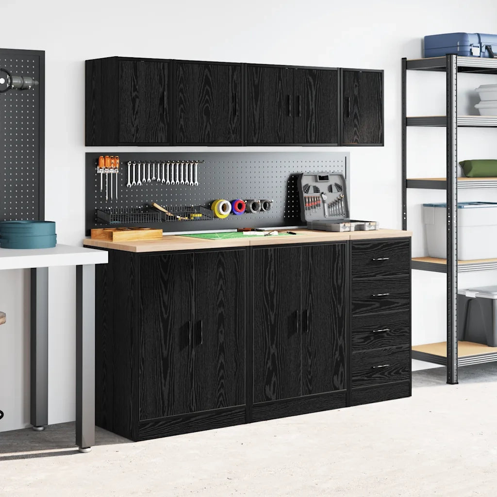 Pensile per Garage Nero in Legno Multistrato 860609