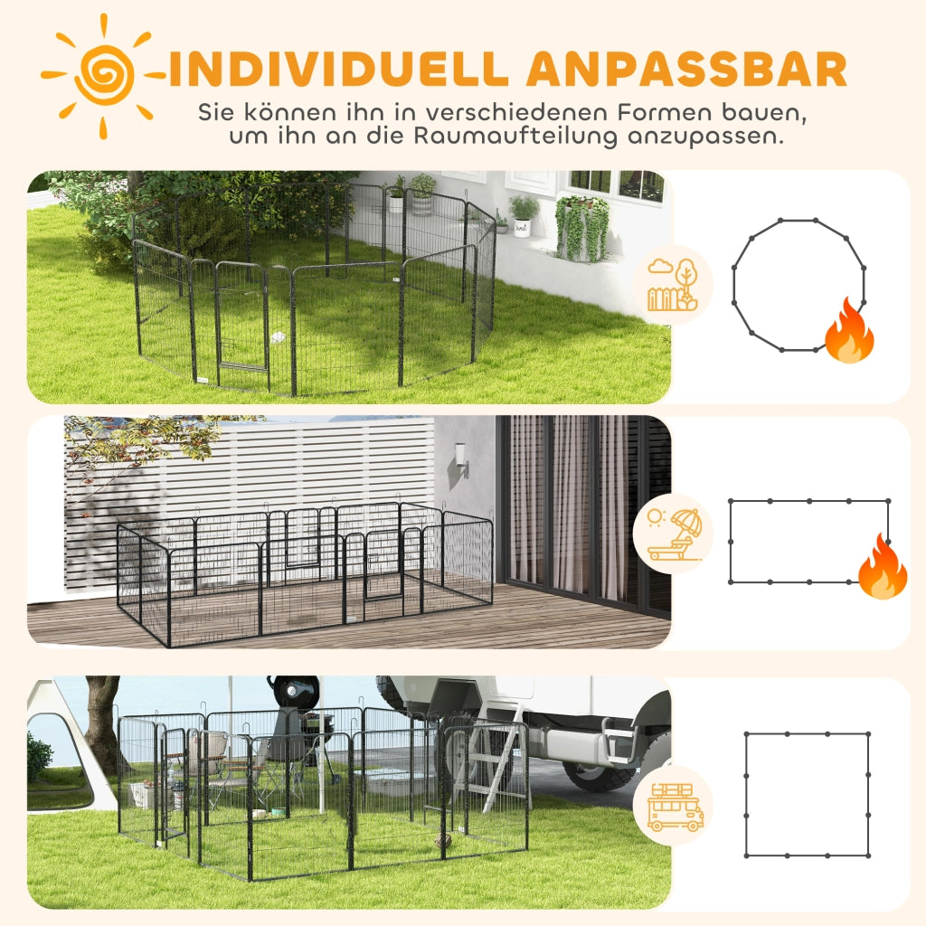 Recinto per cani pieghevole con 2 porte ¨C zephmum ¨C grigio metallo 80x100 cm