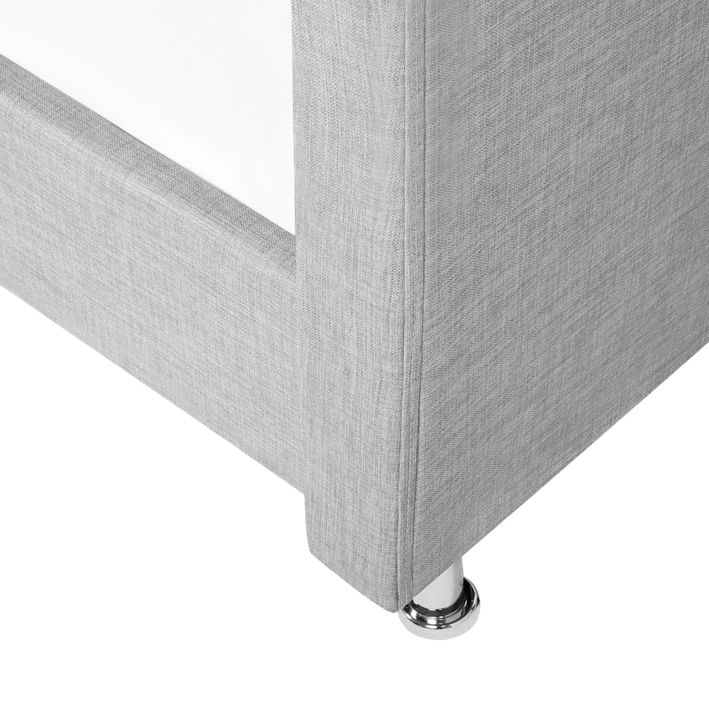 Letto singolo grigio tessuto imbottito Telaio con decorazione rete a doghe 90 x 200 cm Bottoni di cristallo Poggiatesta Camera da letto Moderna Glam