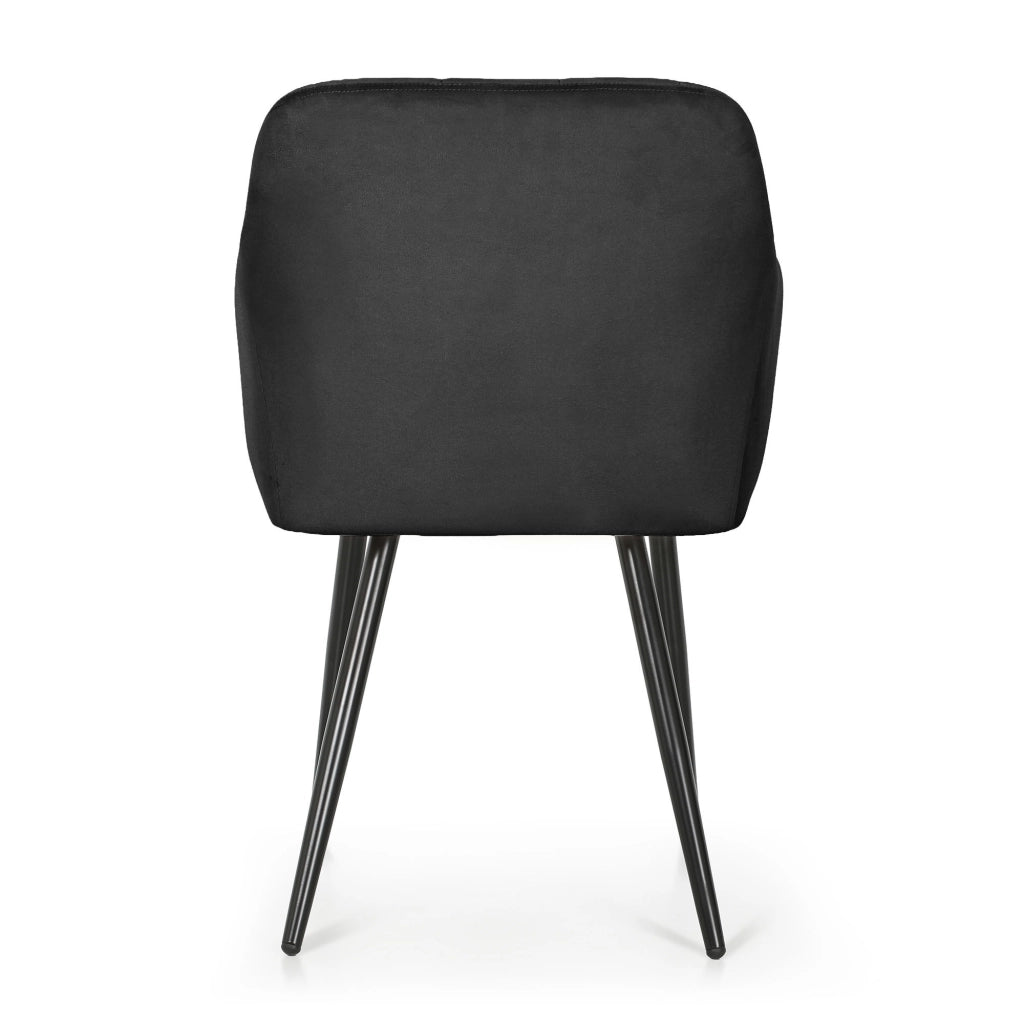 Set di 4 Sedie imbottite con cuciture quadrate LUXANO Nero gambe nere