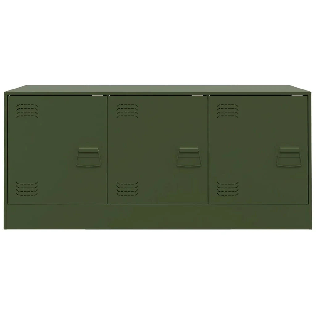 Mobile TV multimediale mensola TV credenza TV sala da pranzo soggiorno camera da letto verde oliva 99 x 39 x 44 cm acciaio verde 02_0028274