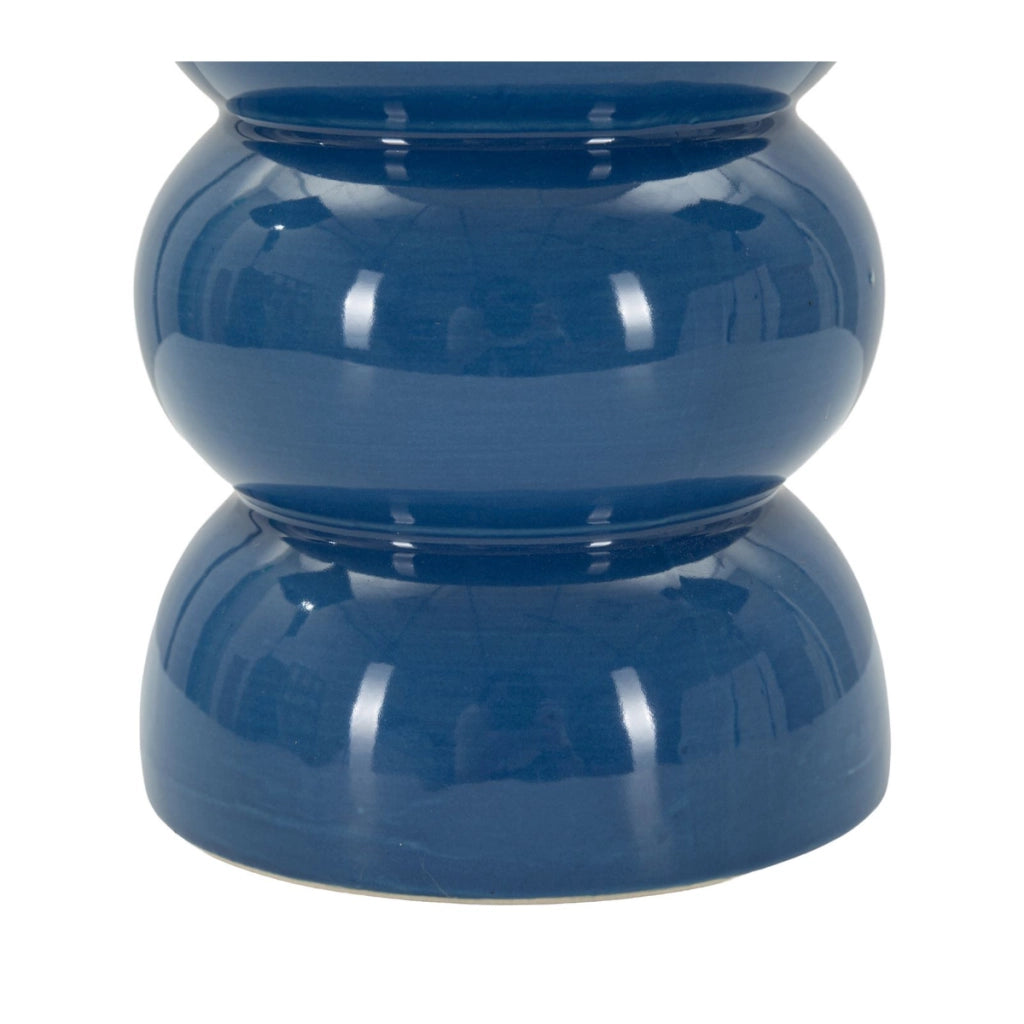 Lampada da tavolo Torr in ceramica blu lucida e tessuto