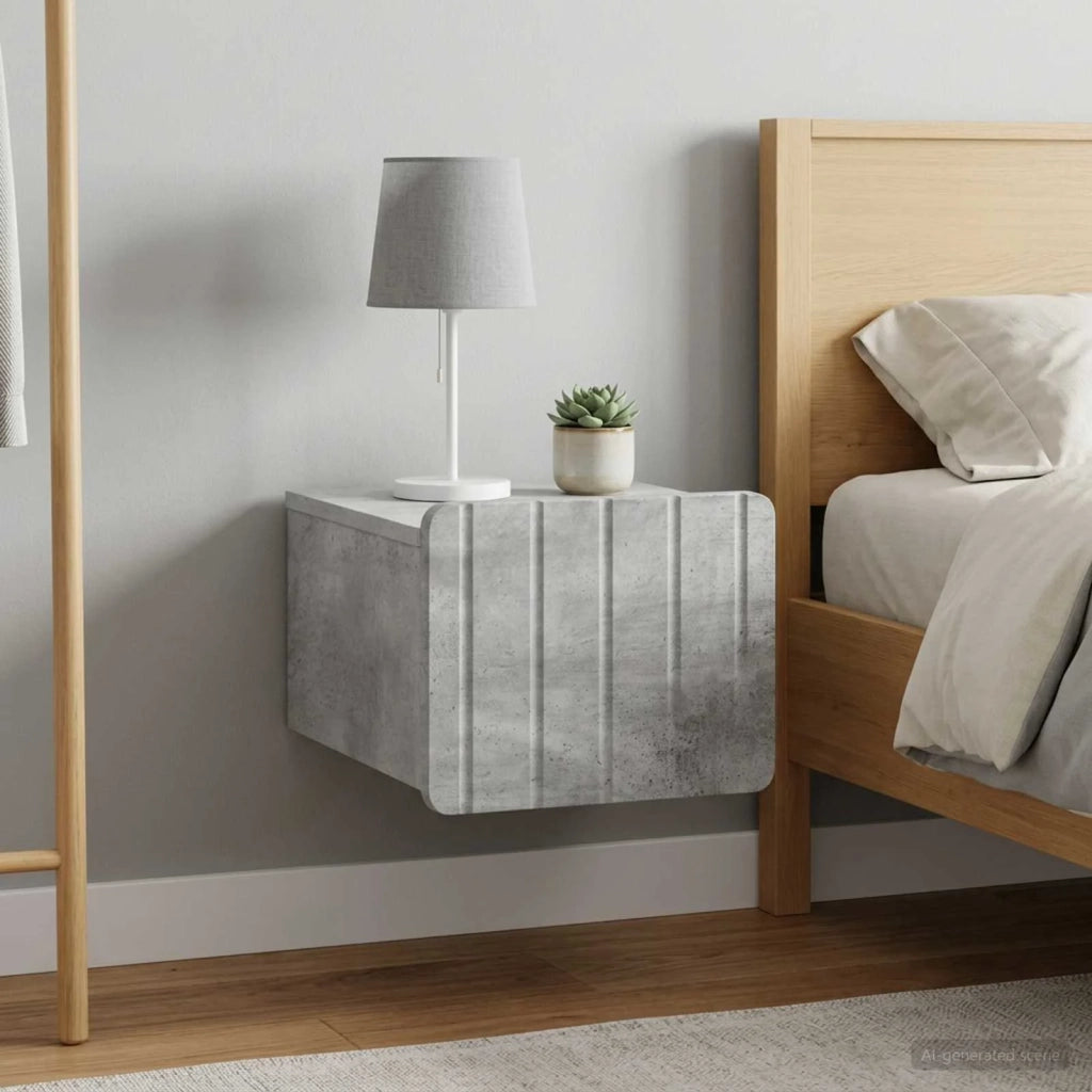 Mobiletto da notte a muro con cassetto 2 pcs Grigio Cemento 898262