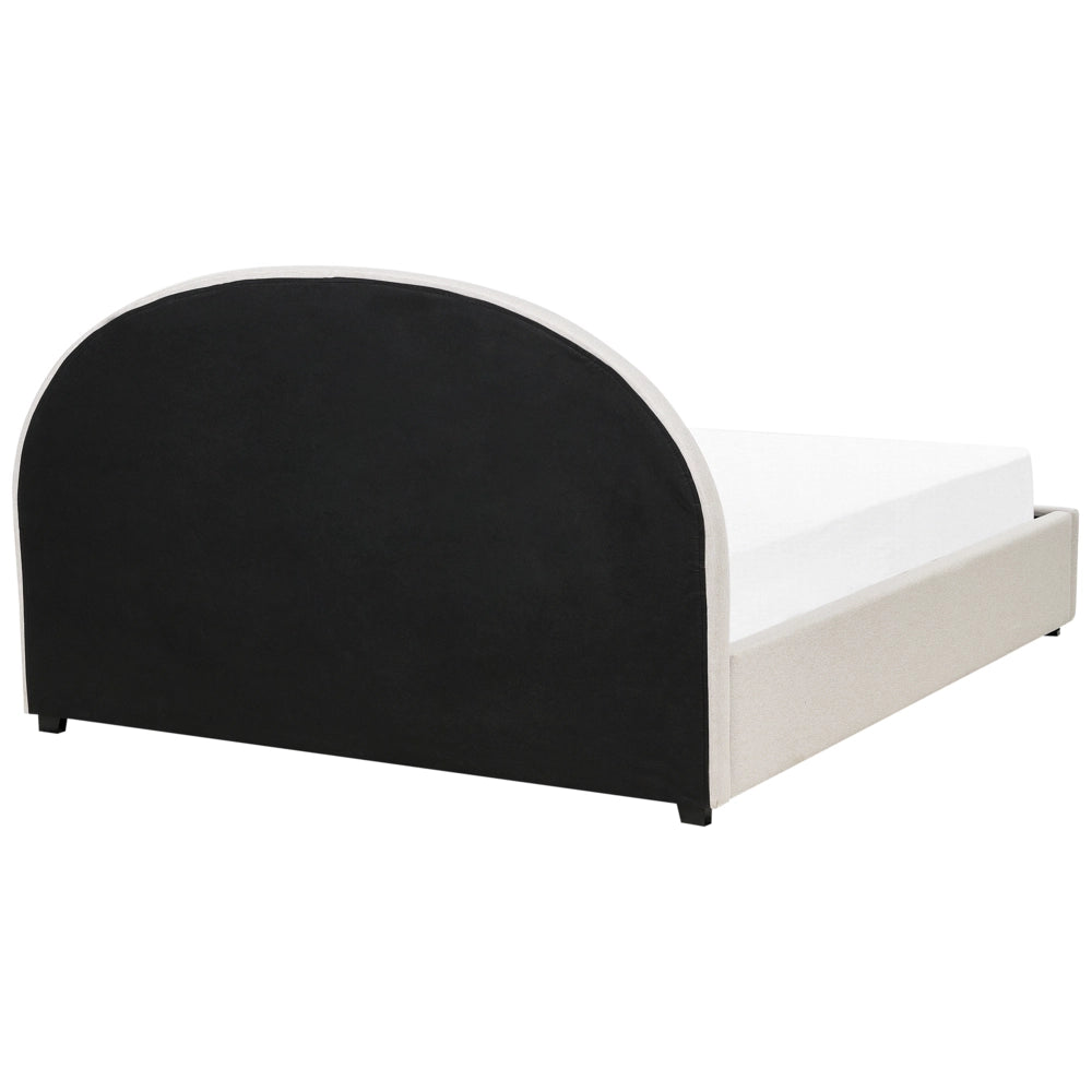 Letto matrimoniale contenitore minimalista beige chiaro 180 x 200 cm stile retrò minimalista
