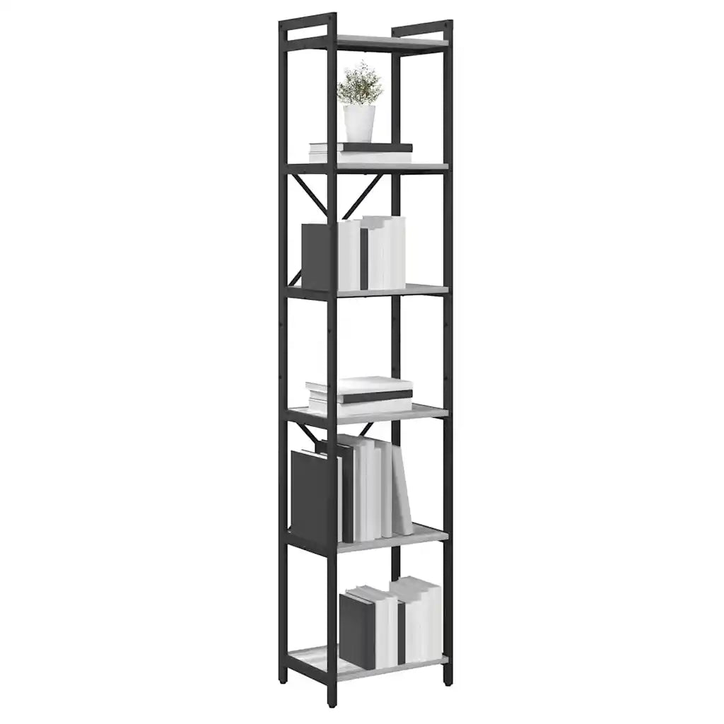 Libreria-Scaffale per Libri-Mobile di Stoccaggio Grigio sonoma 40 x 30 x 189,5 cm Legno multistrato