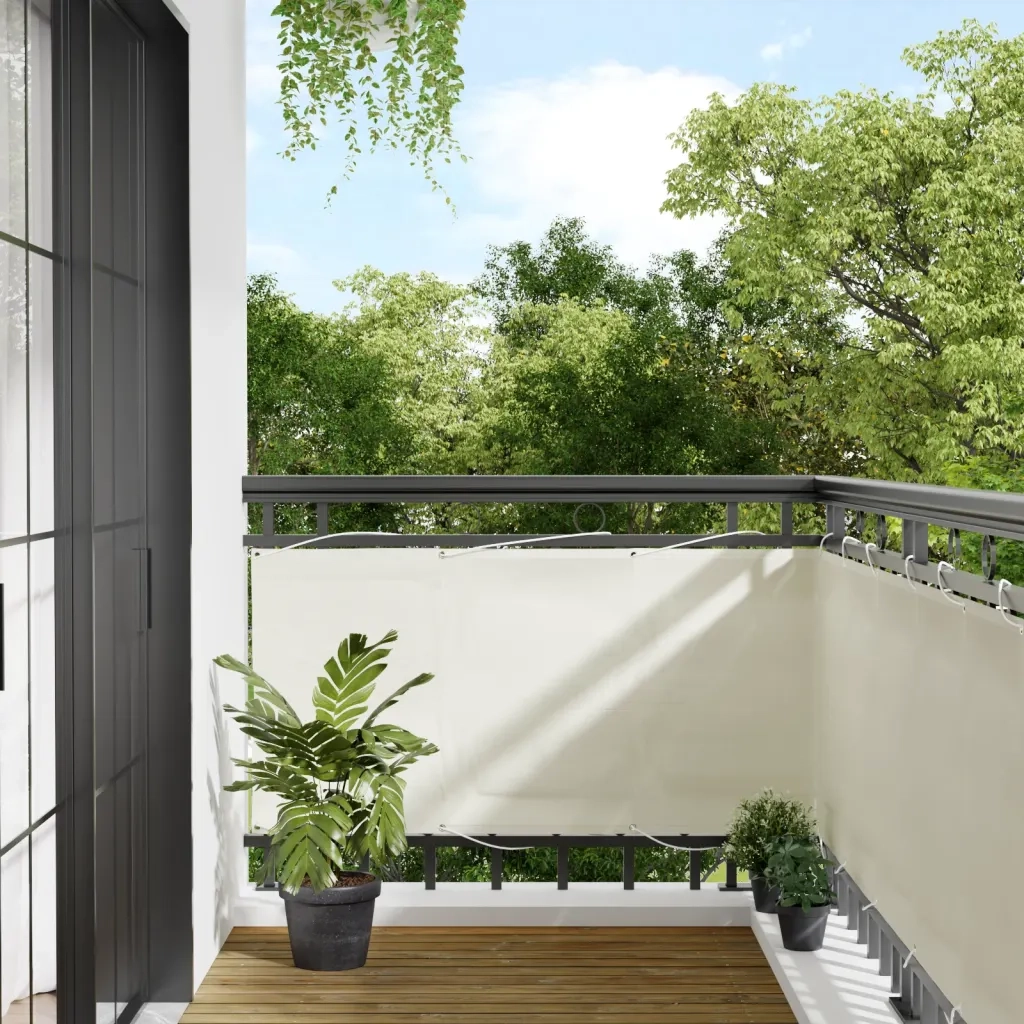 Paravento da Balcone Crema 75x1000 cm 100% Poliestere Oxford 4000195