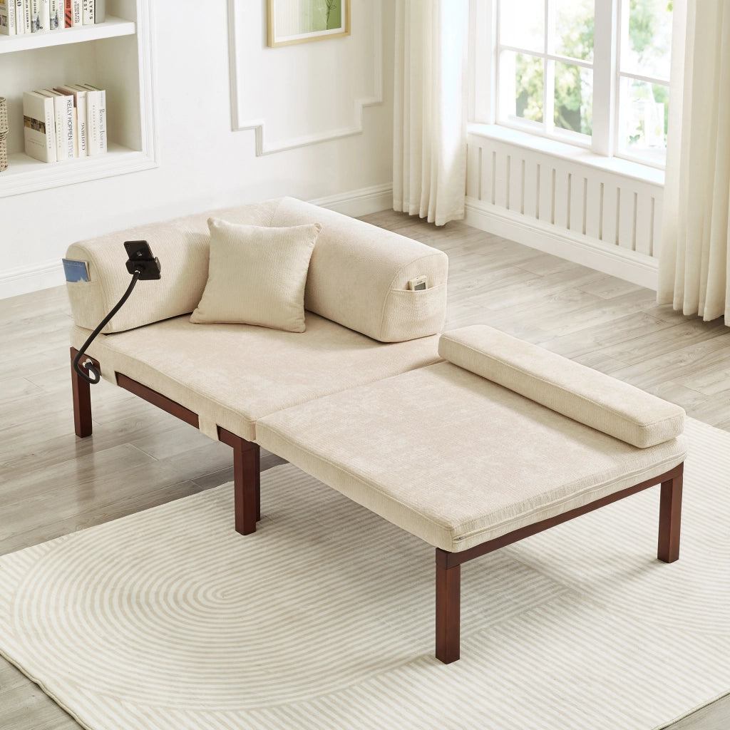 DIVANO LETTO Pieghevole singolo estraibile in velluto beige