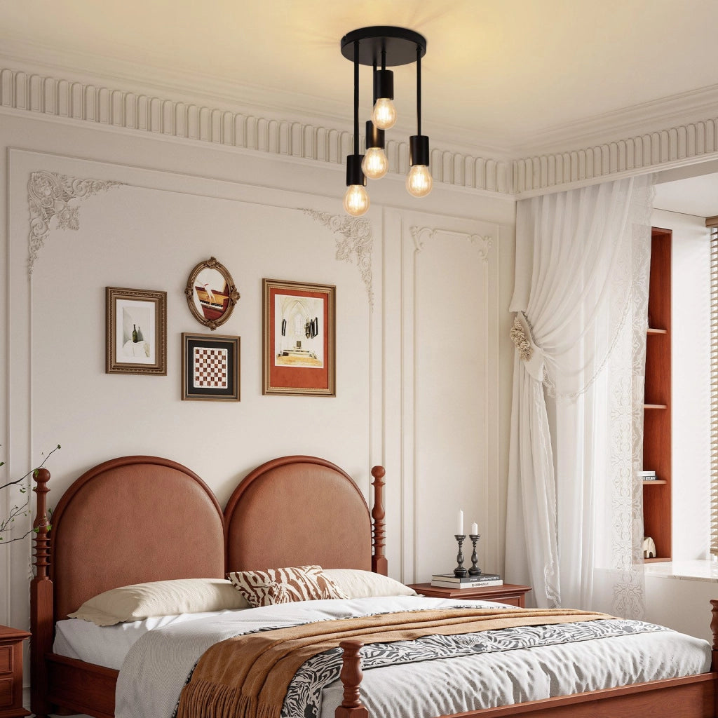 ZMH Lampada da soffitto plafoniera vintage nera E27 retrò industriale metallo senza lampadine