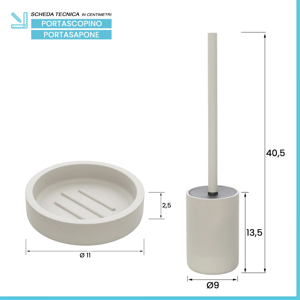 Set accessori bagno 4 pezzi in poliresina crema Marica