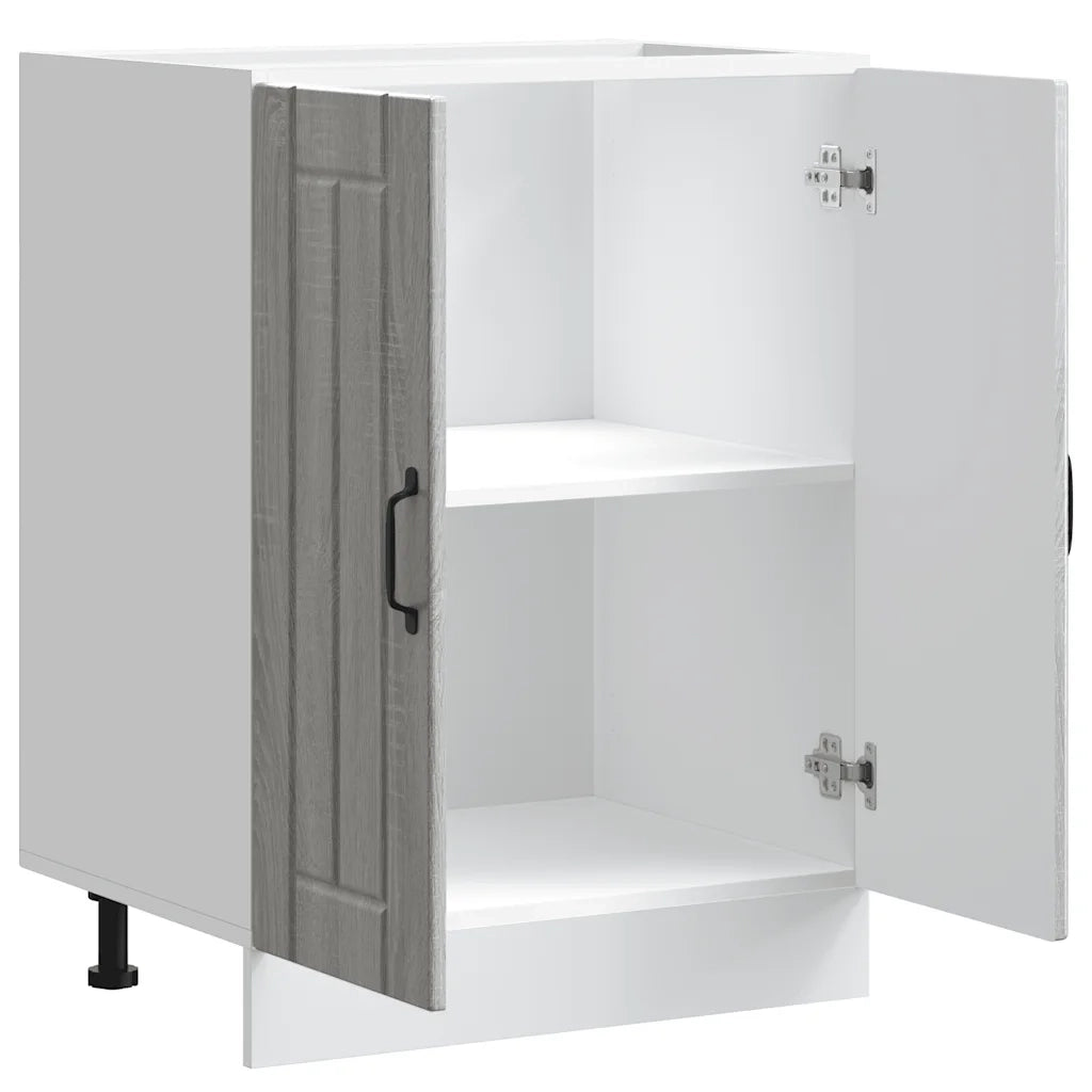 Pensile da cucina | Mobile Base Lavello Lucca Grigio Sonoma in Legno Multistrato
