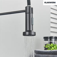 Bernd | Rubinetto cucina gastronomia con molla grigio titanio | flessibile in acciaio inossidabile |miscelatore ruotato di 360°Alta pressione 2 porte