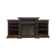 Camino elettrico Aramengo, Stufa elettrica, Focolare elettrico a parete, Caminetto moderno, Made in Italy, 48x179 h85 cm, Marrone