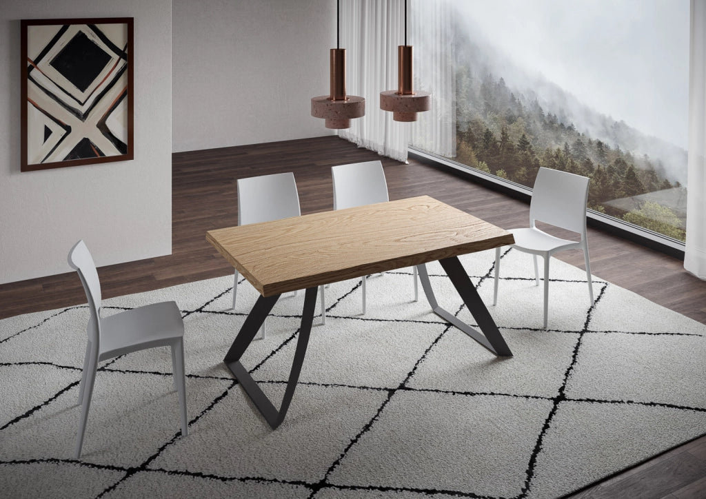 Tavolo Fisso 160x90 cm Tabira Rovere Scortecciato Gambe Antracite