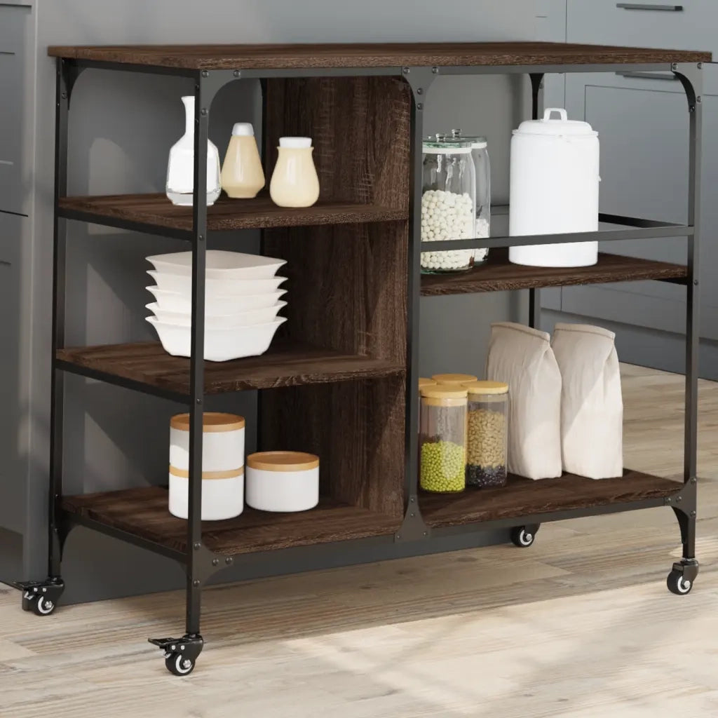Carrello Cucina Rovere Marrone 100x45x89,5 cm Legno Multistrato CFW2265589