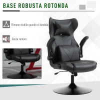 Sedia da Gaming Ergonomica ad Altezza Regolabile, in Finta Pelle e Metallo, 67x71x106-112 cm, Nero