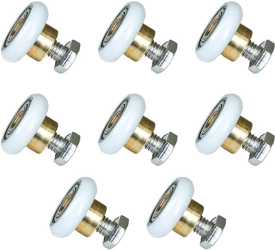 Set di ruote per porte scorrevoli in acciaio inossidabile - 8 pezzi - ruote con ruote POM - diametri 19 mm/23 mm/25 mm/27 mm - porte scorrevoli - materiale resistente - ruote per porte scorrevoli