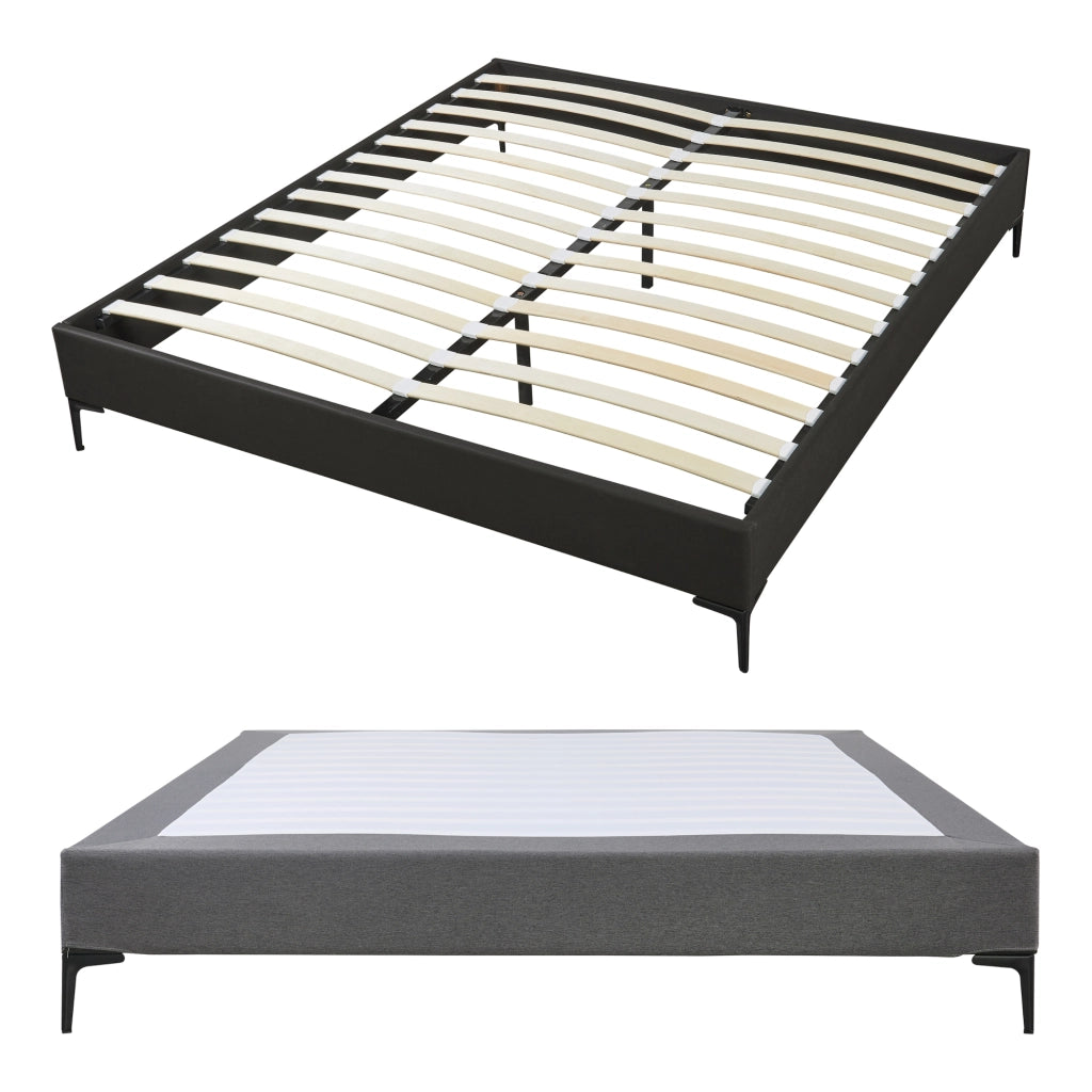 Letto Matrimoniale Lilla con Materasso 160x200 cm Fodera Protettiva Grigio Scuro [en.casa]