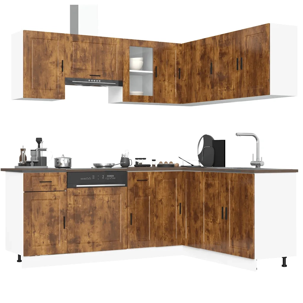 vidaXL Set Mobili da Cucina 11 pz Porto Rovere Fumo in Truciolato