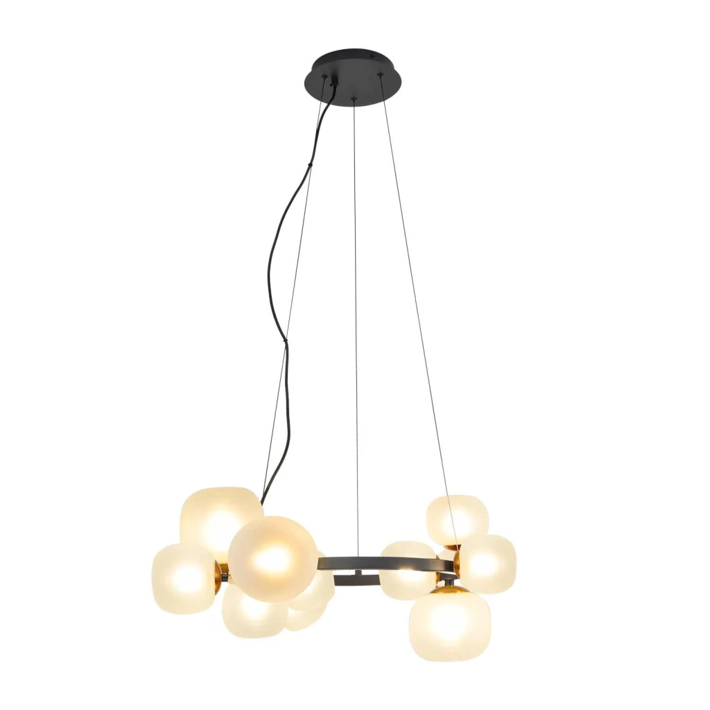 LÚZETE - LAMPADA DA SOFFITTO 11 LUCI FERRO NERO CON PARALUME BIANCO NICOLETTA