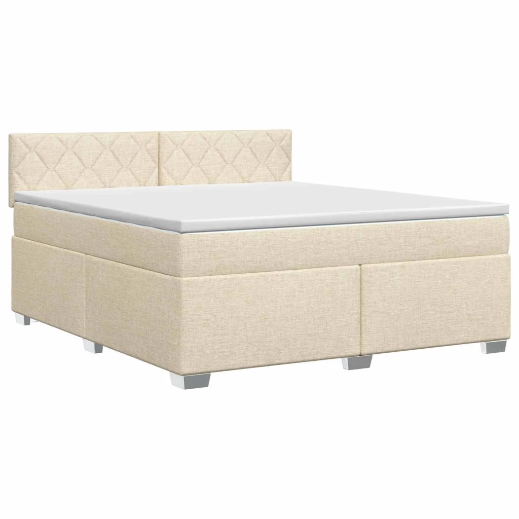 Letto box spring con materasso Crema 160 x 200 cm Tessuto 3450528