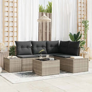 Set Divano da Giardino 5 pcs Grigio chiaro polyrattan