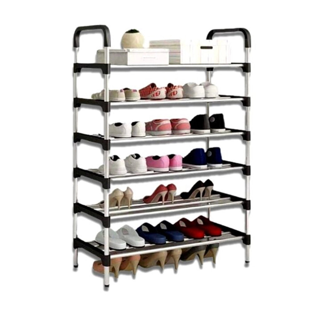Trade Shop - Scarpiera Scaffale A 6 Ripiani Salvaspazio Organizer Ordina Arredo Scarpe In Acciaio -