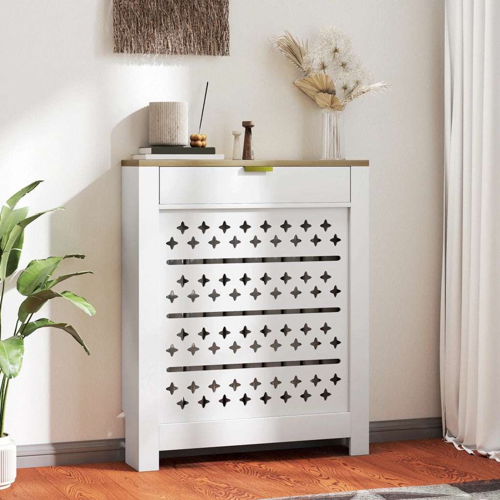 Copri termosifone con mensola e anta ribaltabile ¨C Xylo ¨C 78x19x95,5 cm bianco