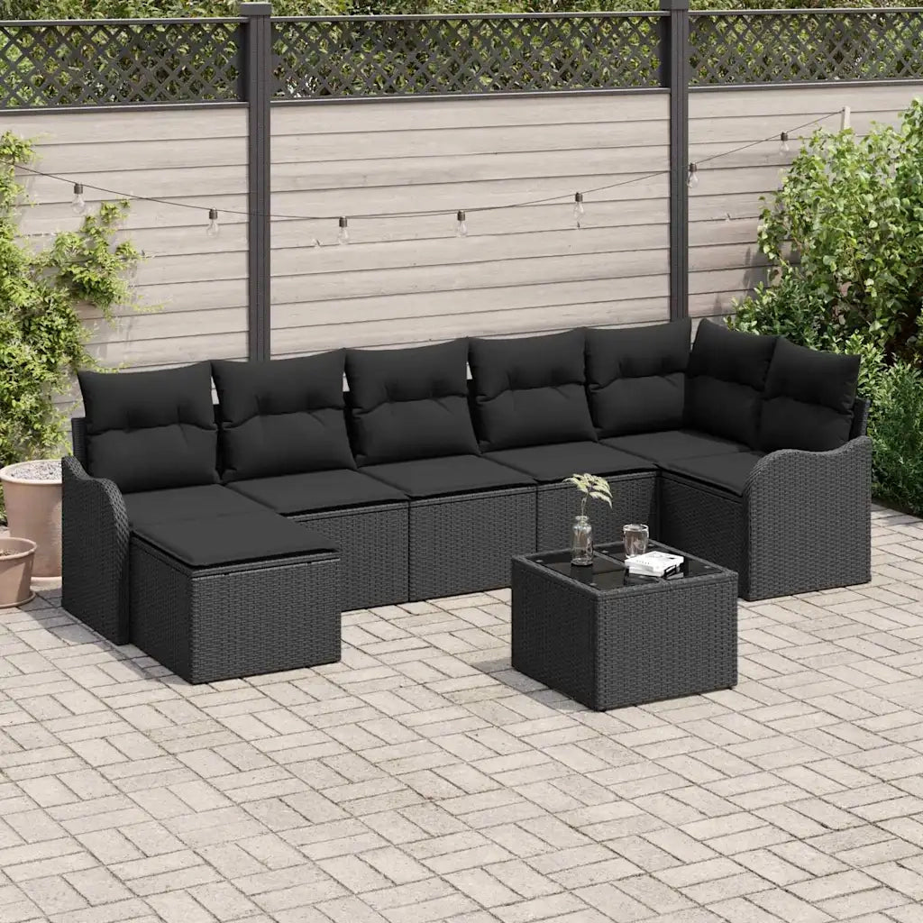 Set Divano da Giardino Nero polyrattan 3345803