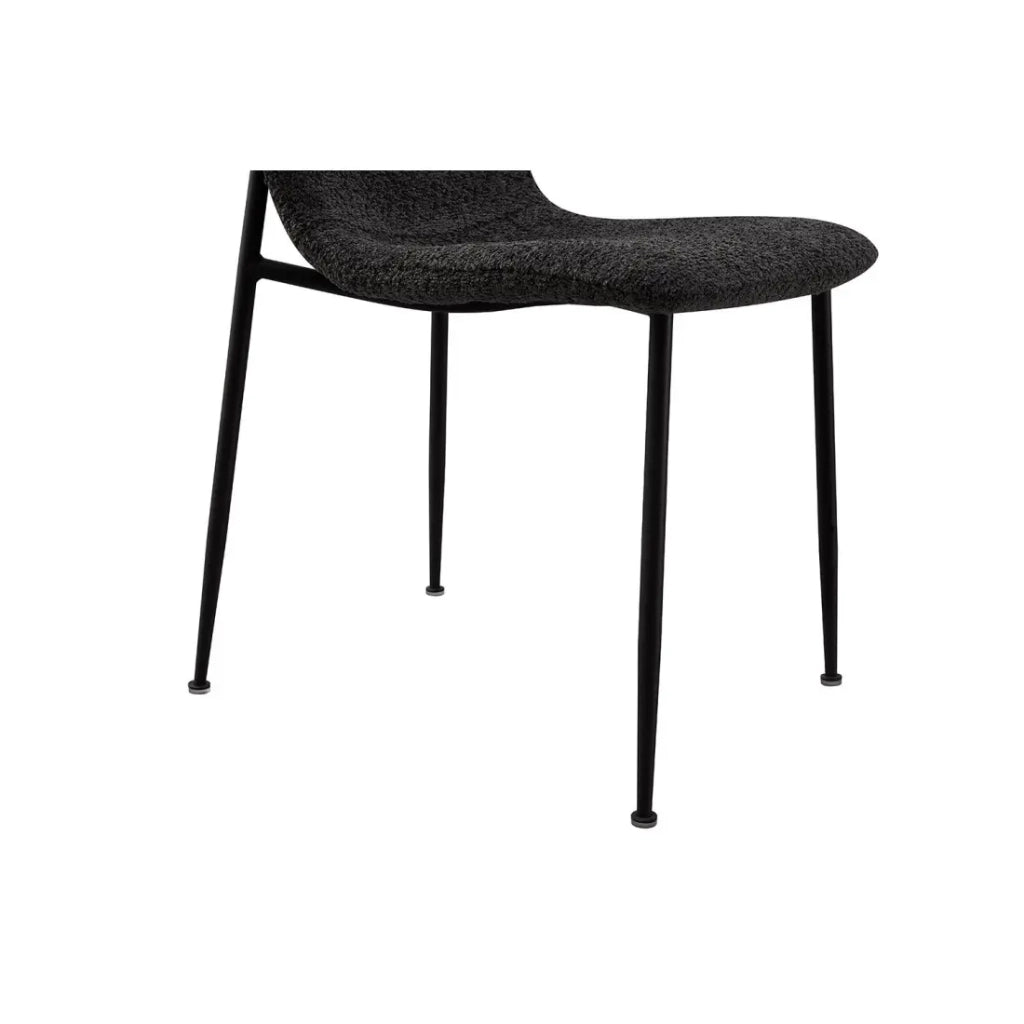 Sedia ALICE – Tessuto bouclé grigio e gambe in metallo nero – Eleganza e comfort moderno