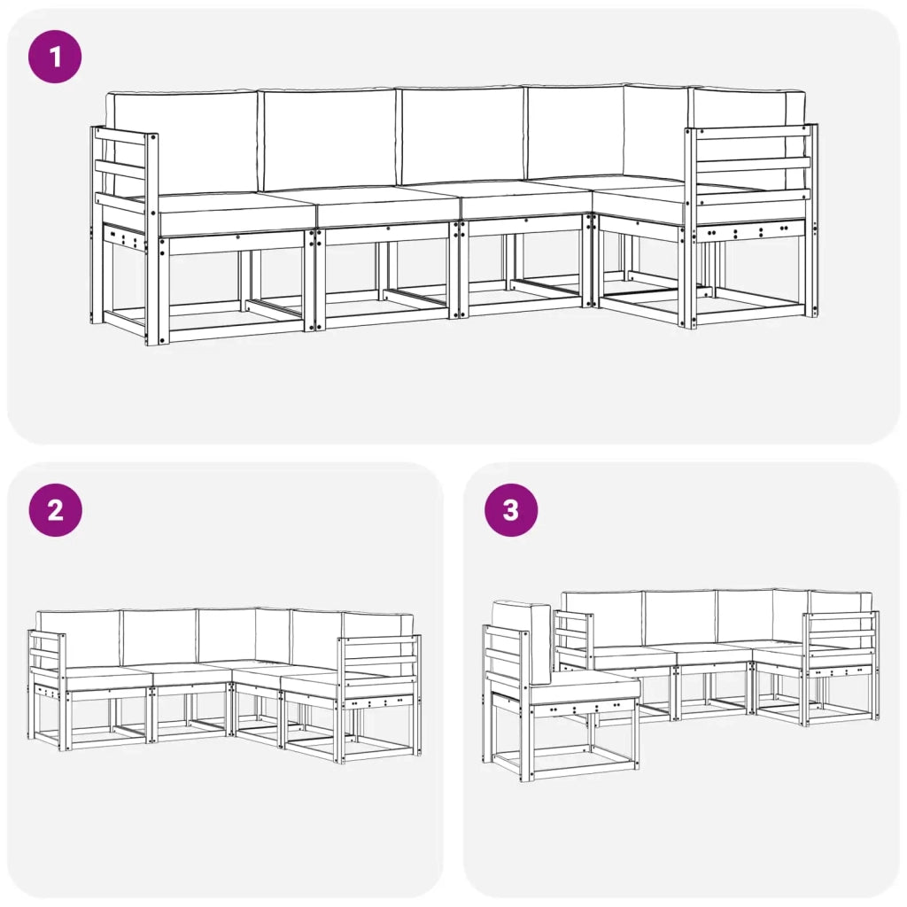 Set di divani da esterno con cuscino 5 pcs Bianco e Antracite