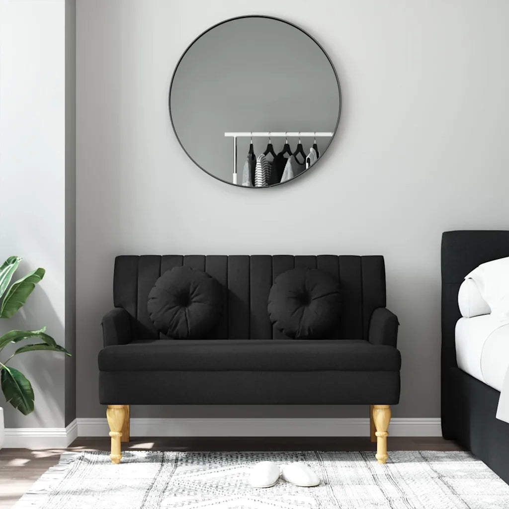 Panca con Cuscini Nera 113x64,5x75,5 cm in Tessuto CFW5899288