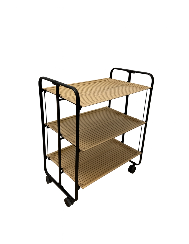 Carrello da cucina pieghevole nero con ruote BAUHAUS 3 ripiani