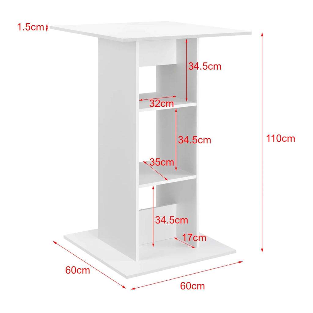 Tavolo da bar bistrot con 3 ripiani portaoggetti 110 cm bianco 03_0006193