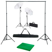 Kit professionale per studio fotografico con fondale verde luci e ombrelli 02_0001492